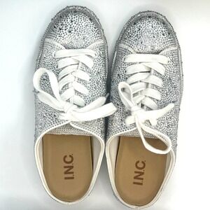 INC Larisaa Silver Bling Mule Sneakers Rhinestone Slip On Women 6M
